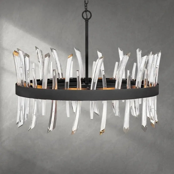 Revel 8 - Light Unique Wagon Wheel Chandelier with Crystal Accents