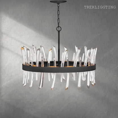 Revel 8 - Light Unique Wagon Wheel Chandelier with Crystal Accents