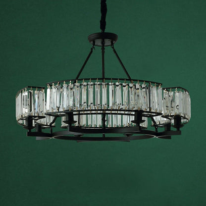Decorative 6/ 8/ 10/ 12-Light Crystal Ceiling Chandelier Triangular Prism Island Light Fixture Metal Shade for Living Room