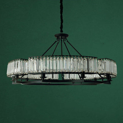 Decorative 6/ 8/ 10/ 12-Light Crystal Ceiling Chandelier Triangular Prism Island Light Fixture Metal Shade for Living Room