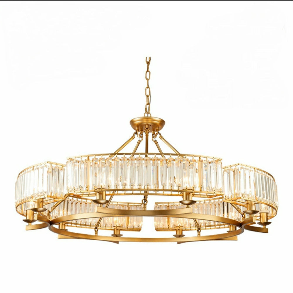 Decorative 6/ 8/ 10/ 12-Light Crystal Ceiling Chandelier Triangular Prism Island Light Fixture Metal Shade for Living Room