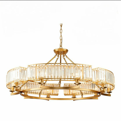 Decorative 6/ 8/ 10/ 12-Light Crystal Ceiling Chandelier Triangular Prism Island Light Fixture Metal Shade for Living Room