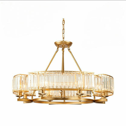 Decorative 6/ 8/ 10/ 12-Light Crystal Ceiling Chandelier Triangular Prism Island Light Fixture Metal Shade for Living Room