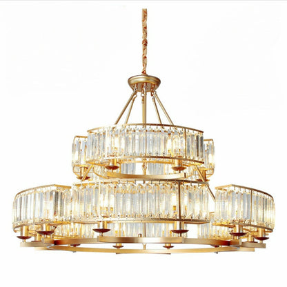 Decorative 6/ 8/ 10/ 12-Light Crystal Ceiling Chandelier Triangular Prism Island Light Fixture Metal Shade for Living Room