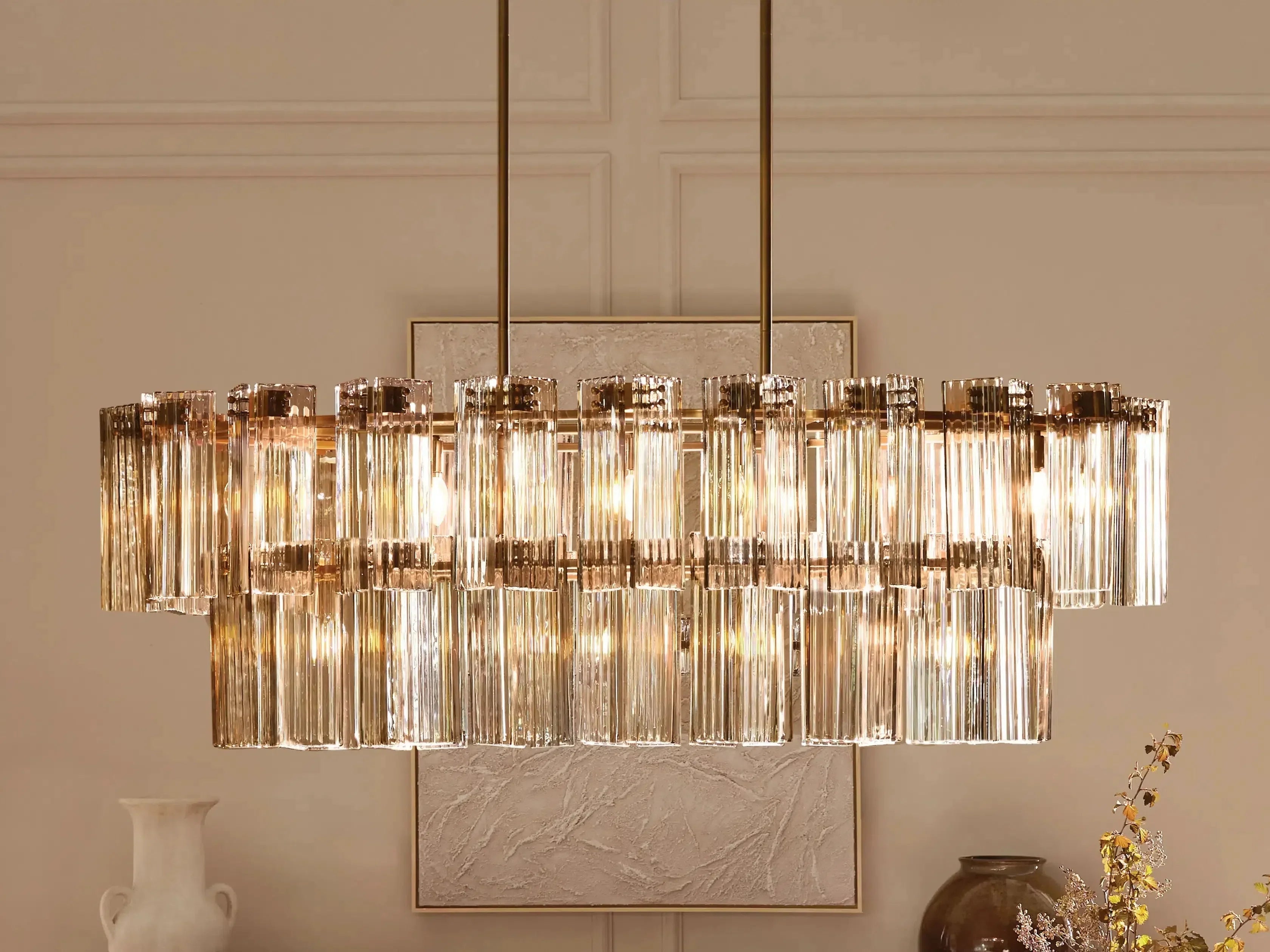 Delsie Oval Art Glass Chandelier