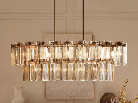 Delsie Oval Art Glass Chandelier