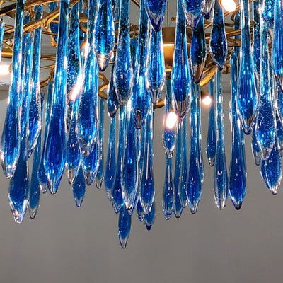 Elegant Blue Colored Branch Glaze Drops Chandelier for Dining Room