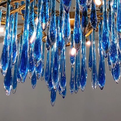 Elegant Blue Colored Branch Glaze Drops Chandelier for Dining Room