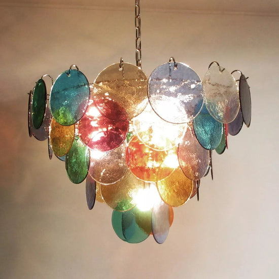 Vintage Murano-Style 27.6" Disks Chandelier