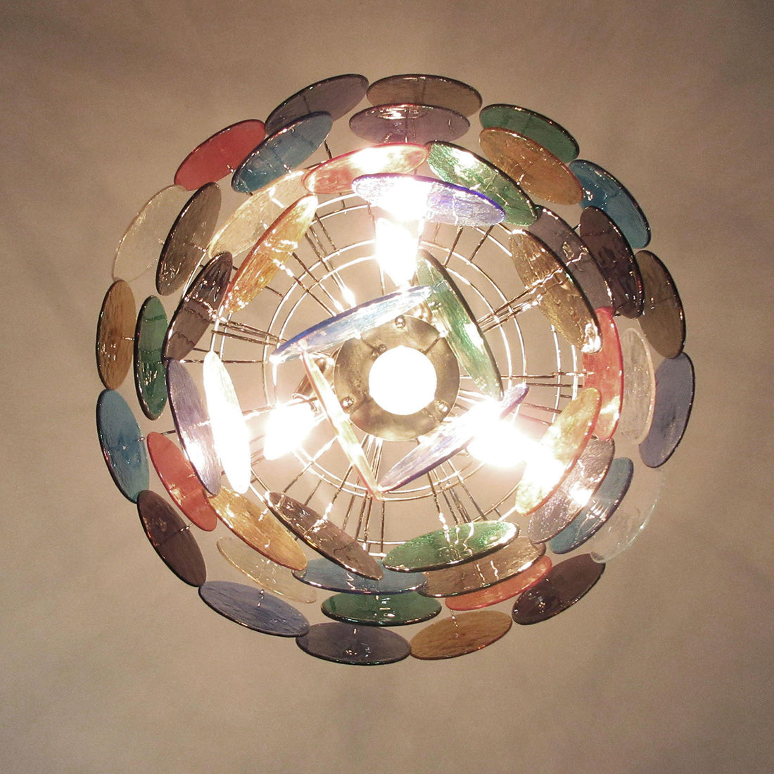 Vintage Murano-Style 27.6" Disks Chandelier
