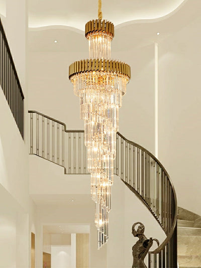 Classic Large Multi-layered Spiral Crystal Chandelier for Foyer/ Staircase