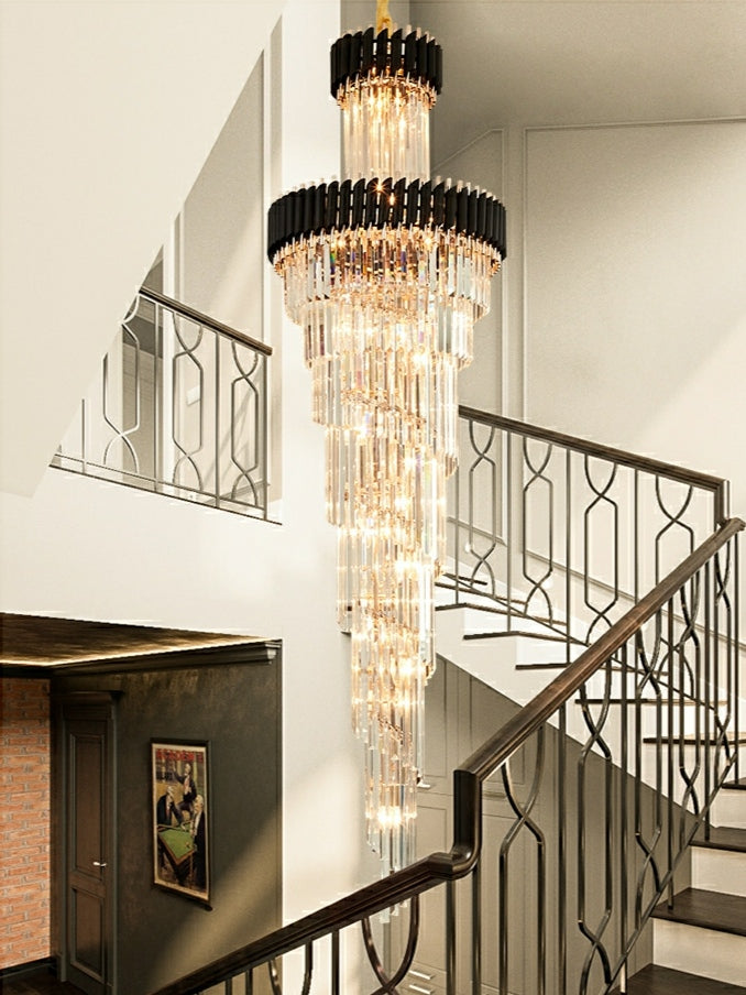 Classic Large Multi-layered Spiral Crystal Chandelier for Foyer/ Staircase