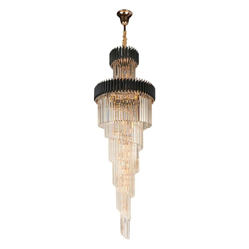 Classic Large Multi-layered Spiral Crystal Chandelier for Foyer/ Staircase