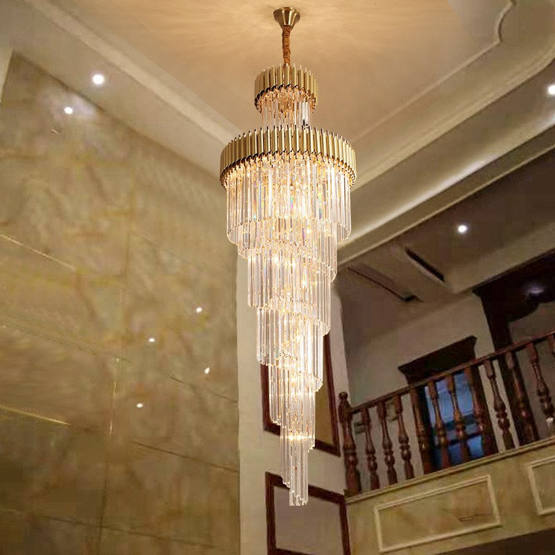 Classic Large Multi-layered Spiral Crystal Chandelier for Foyer/ Staircase