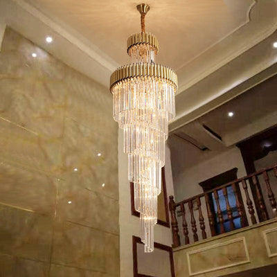 Classic Large Multi-layered Spiral Crystal Chandelier for Foyer/ Staircase