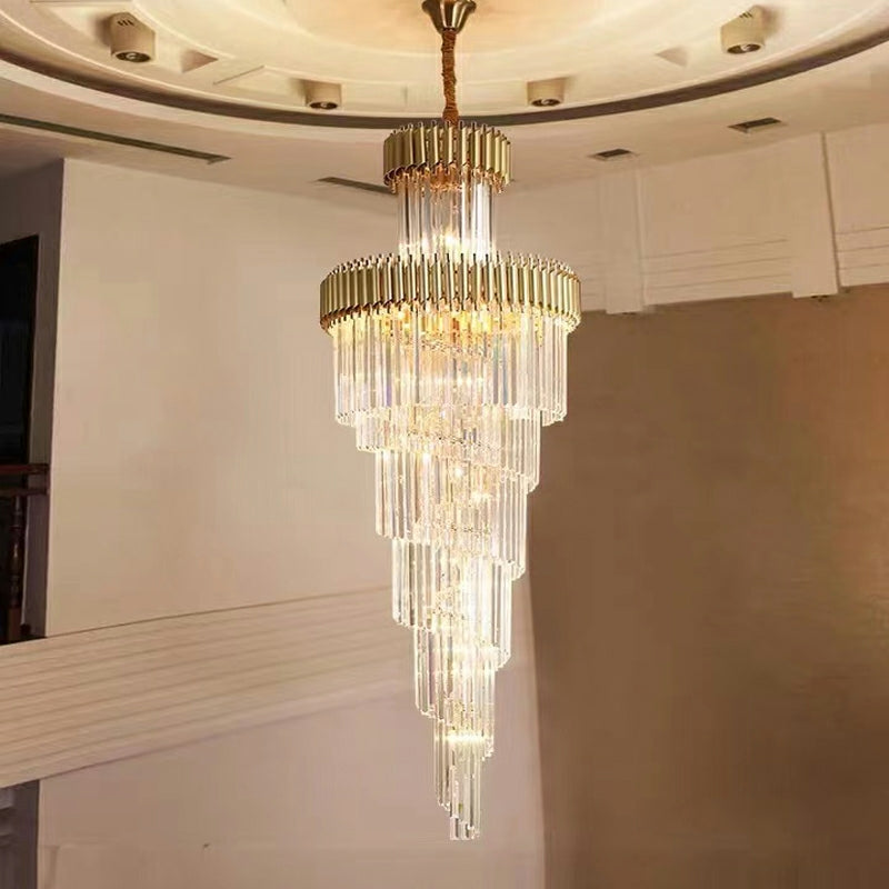 Classic Large Multi-layered Spiral Crystal Chandelier for Foyer/ Staircase