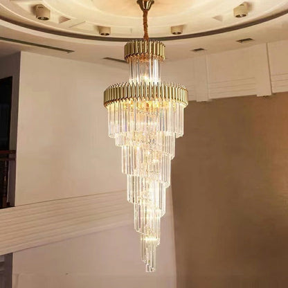 Classic Large Multi-layered Spiral Crystal Chandelier for Foyer/ Staircase