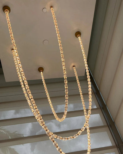 Luxury Crystal Beaded Long Chandelier for High Ceiling 12ft/10ft（customize）