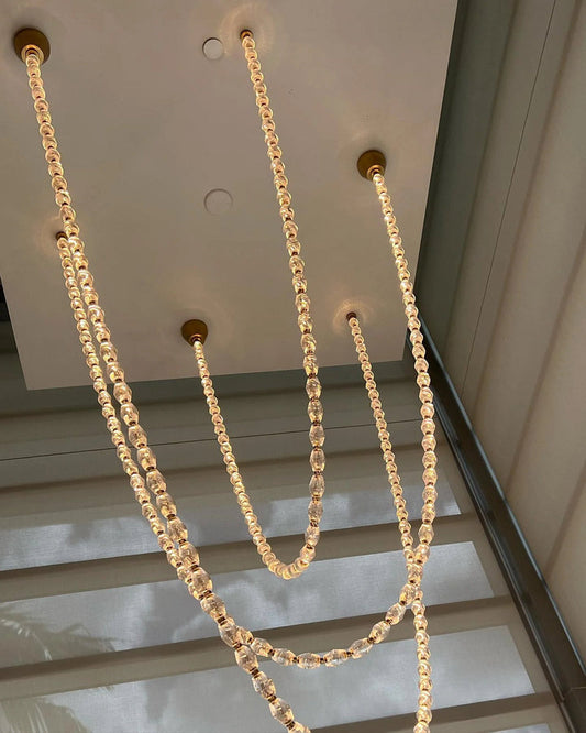Luxury Crystal Beaded Long Chandelier for High Ceiling 12ft/10ft（customize）