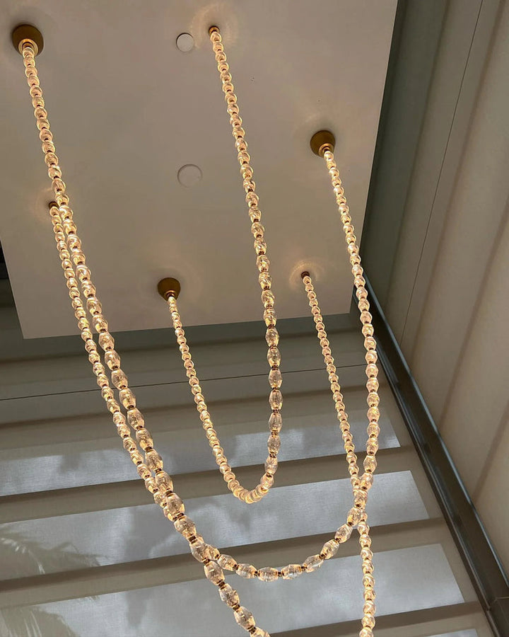 Luxury Crystal Beaded Long Chandelier for High Ceiling 12ft/10ft（customize）
