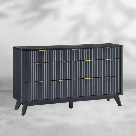 Modern Curved Fluted 7-Drawer Dresser