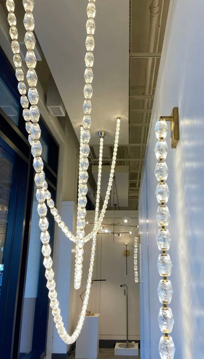 Luxury Crystal Beaded Long Chandelier for High Ceiling 12ft/10ft（customize）