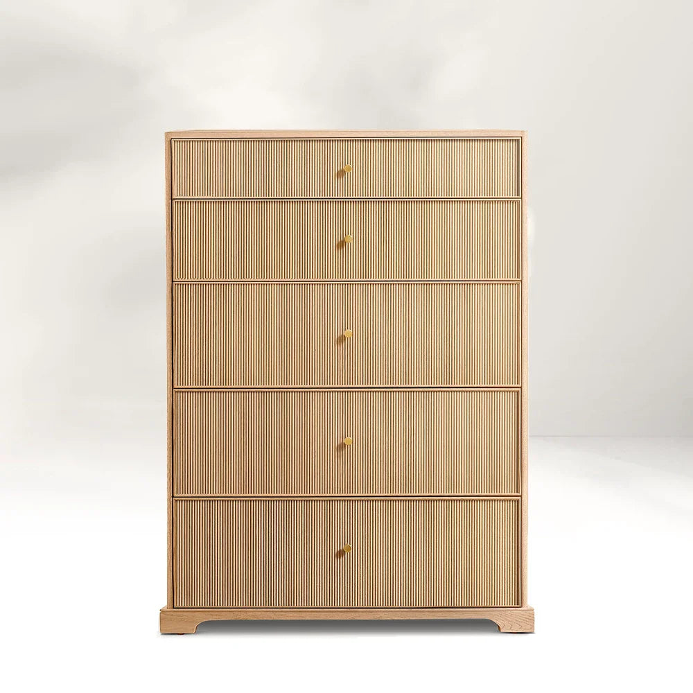 Genet Reeded 5-Drawer Narrow Dresser