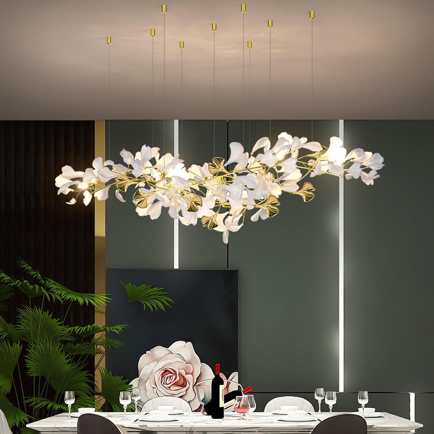 Gingko Ceramic Branch Chandelier Z