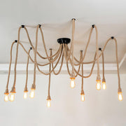 Hemp Rope Scattered Flower Chandelier