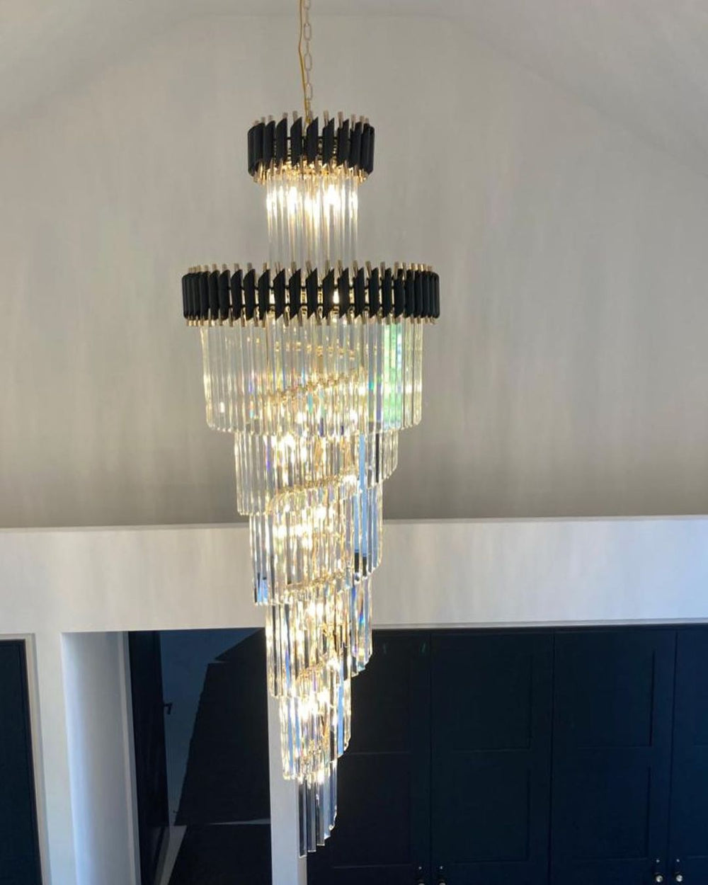 Classic Large Multi-layered Spiral Crystal Chandelier for Foyer/ Staircase