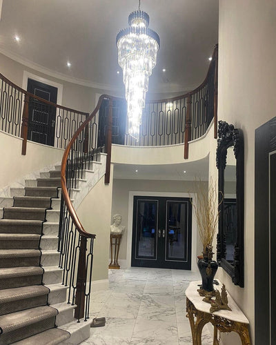 Classic Large Multi-layered Spiral Crystal Chandelier for Foyer/ Staircase