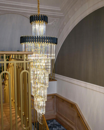 Classic Large Multi-layered Spiral Crystal Chandelier for Foyer/ Staircase