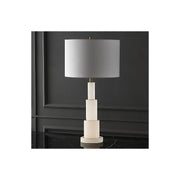 Modern Alabaster Table Lamp with Linen Shade