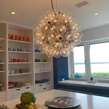 Italian Designer Creative Glass Ball Chandelier Scandinavian Dandelion Hallway/Entryway/Staircase Light Fixture