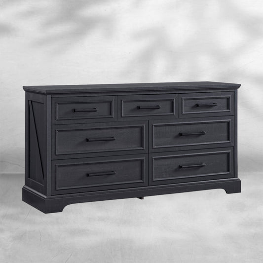 52" Wide Farmhouse 7-Drawer Dresser | Black Chest of Drawers