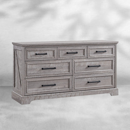 52" Wide Farmhouse 7-Drawer Dresser | Black Chest of Drawers