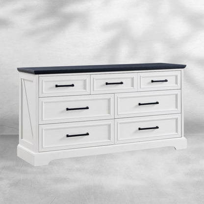 52" Wide Farmhouse 7-Drawer Dresser | Black Chest of Drawers