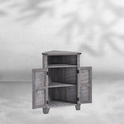 Farmhouse Corner Bathroom Cabinet with Barn Door and Adjustable Shelf 22''