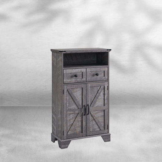 Farmhouse Bathroom Floor Cabinet with Drawer and Barn Doors