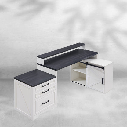 67 Inch Modern Farmhouse Computer Desk with File Cabinet