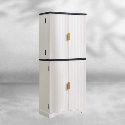 72" Fluted Pantry Cabinet | 4 Doors & Shelves