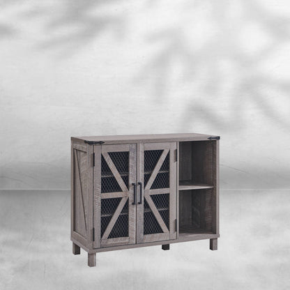 38" Wide Farmhouse Shoe Cabinet with Mesh Doors and Shelves