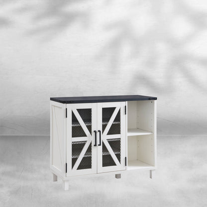 38" Wide Farmhouse Shoe Cabinet with Mesh Doors and Shelves