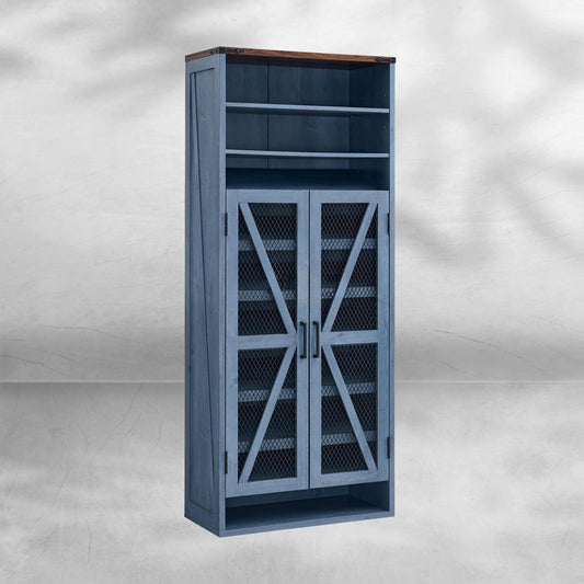 72" Tall Farmhouse Shoe Cabinet - Mesh Door, Adjustable Shelves