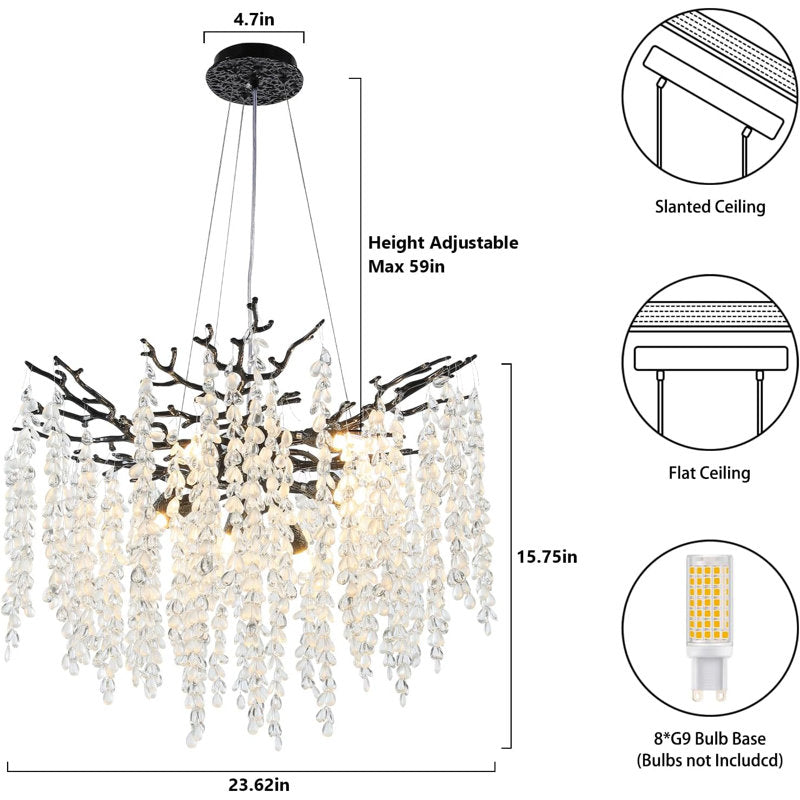 Michelli Modern Crystal Tree Branch Chandelier for Living Room