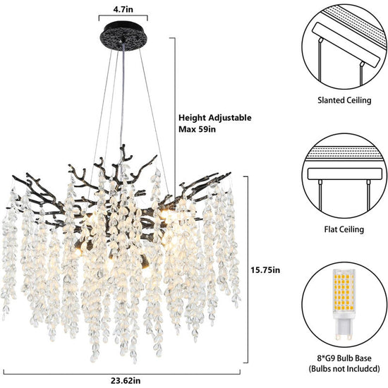 Michelli Modern Crystal Tree Branch Chandelier for Living Room
