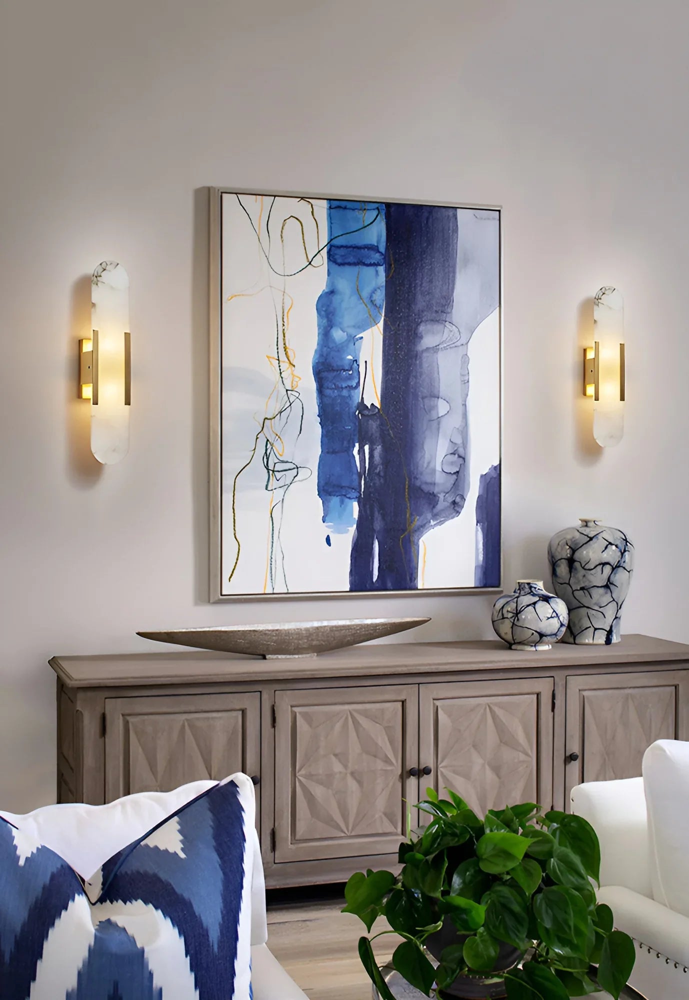 Modern Belange Elongated Alabaster Wall Lamp