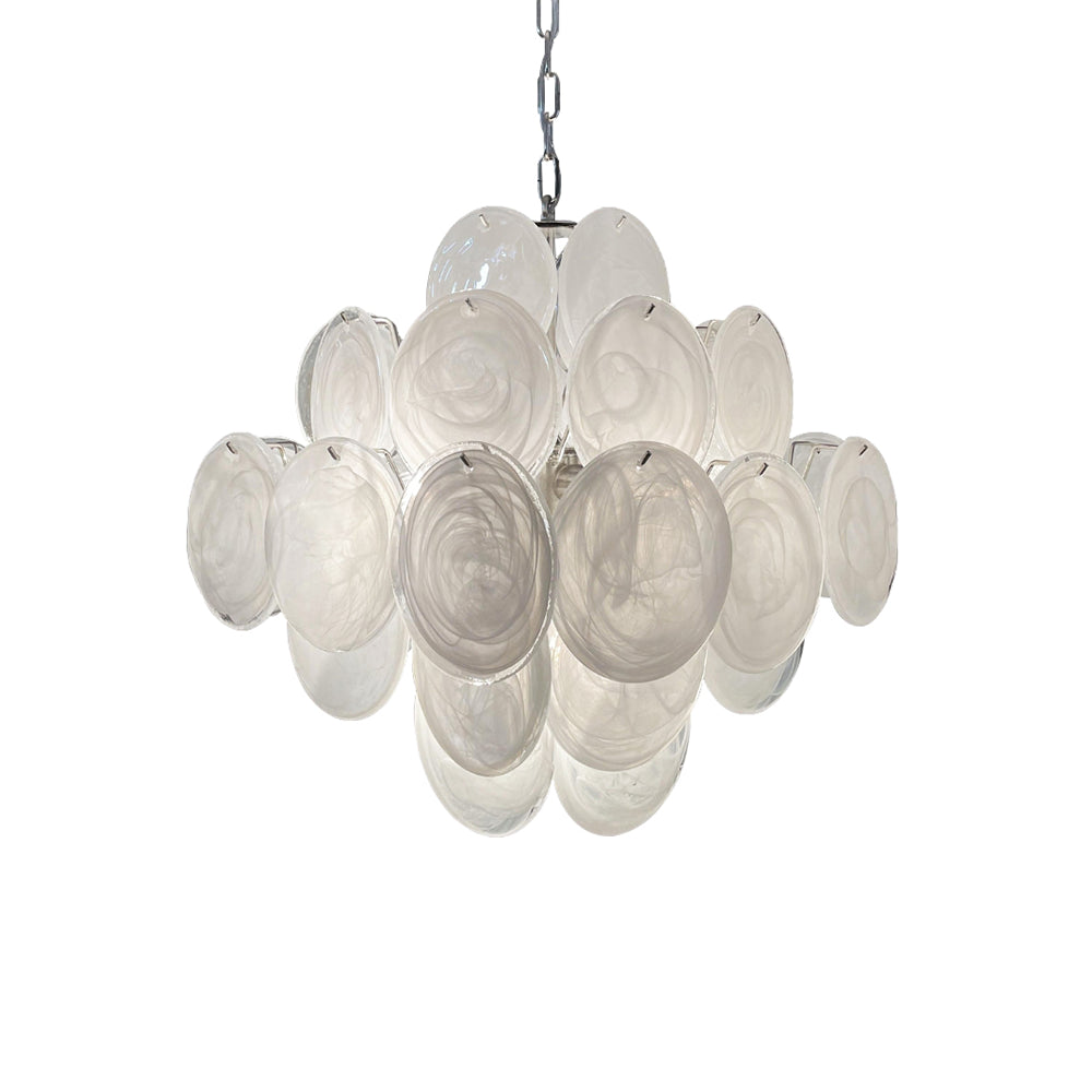 Murano-Style Chandelier 36 White Disks