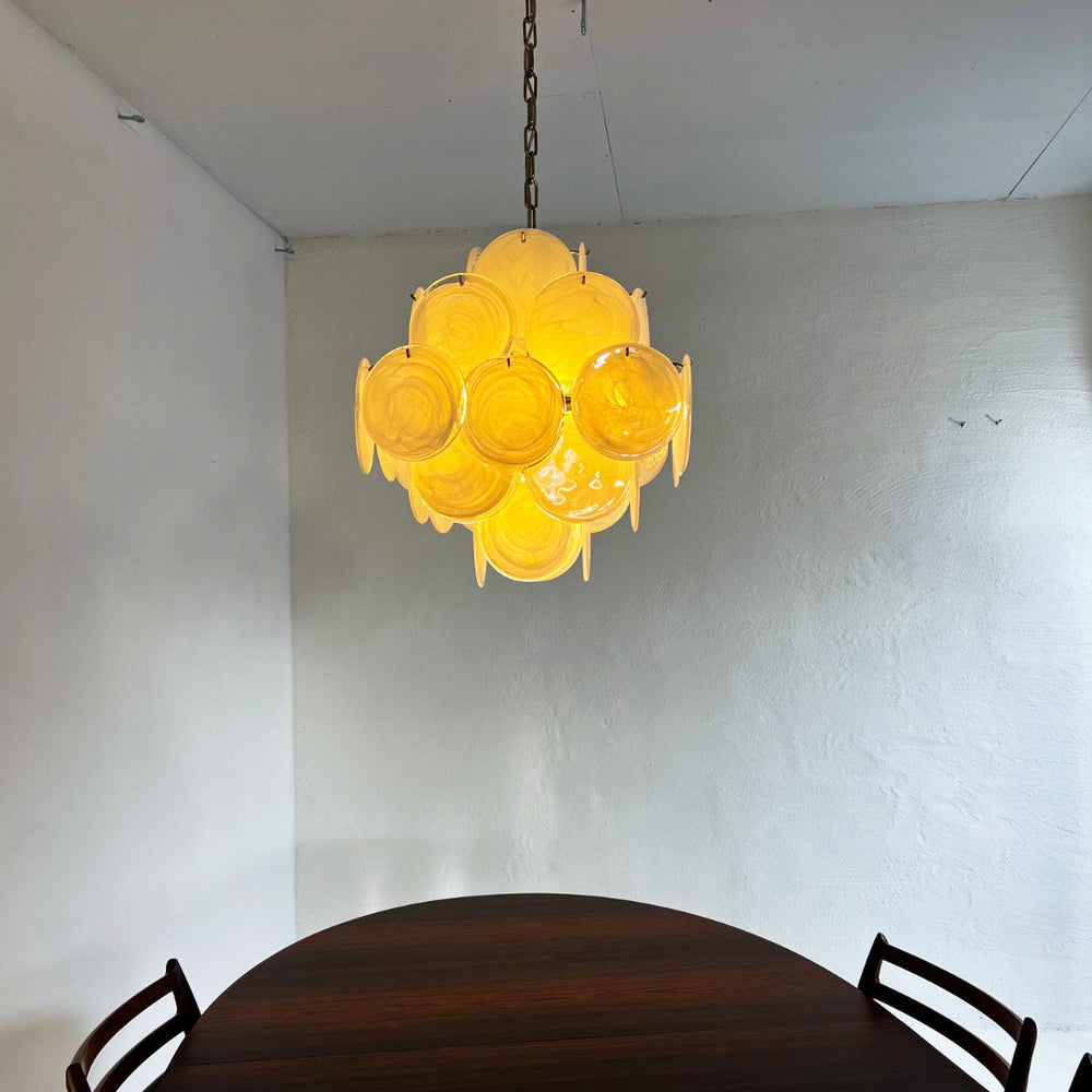 Murano-Style Chandelier 36 White Disks