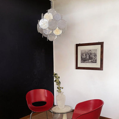 Murano-Style Chandelier 36 White Disks